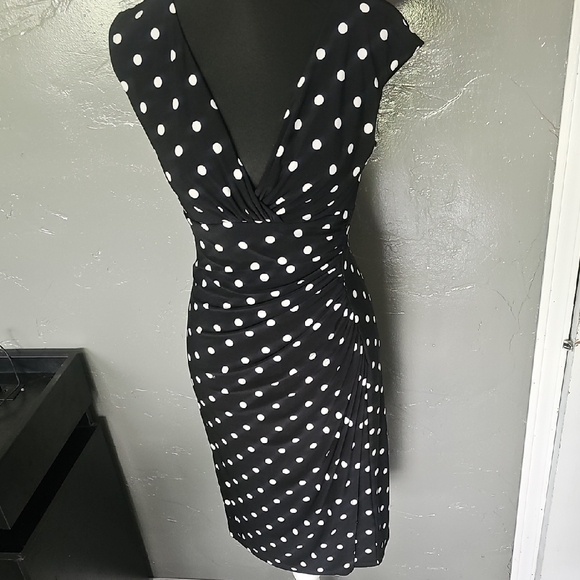 Lauren Ralph Lauren Black and White Ruched Wrap Dress - Picture 1 of 5